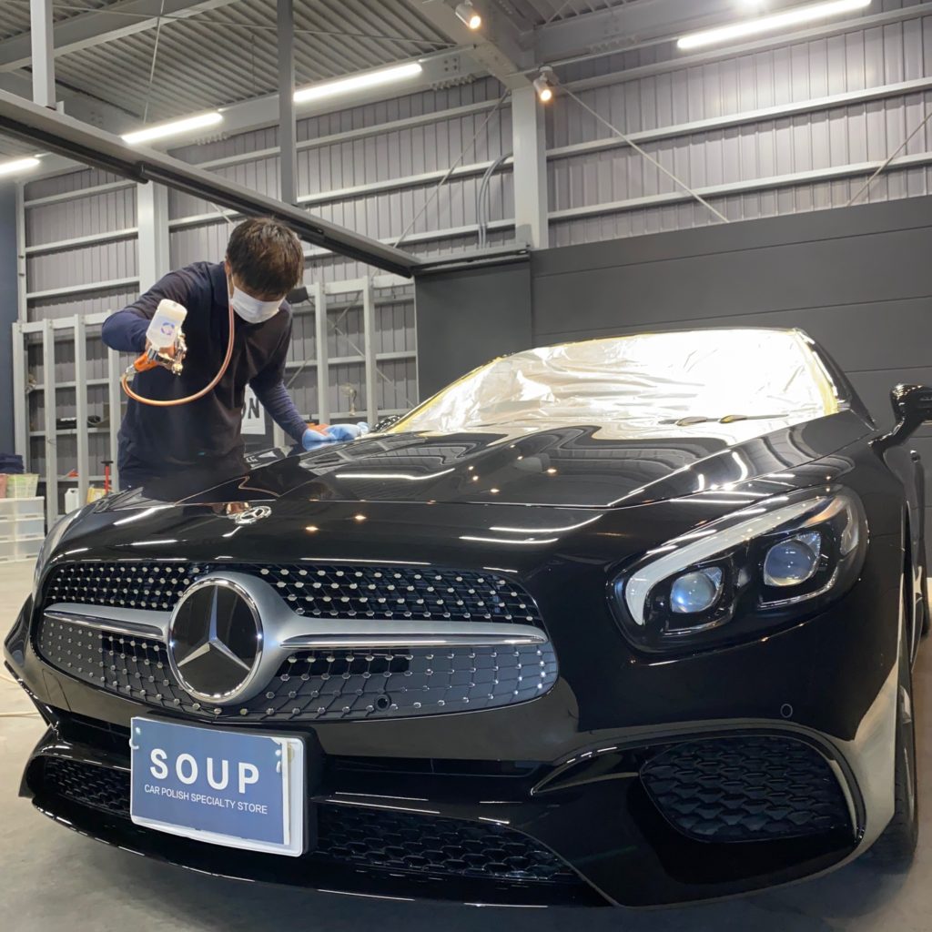 メルセデスベンツ R231 SL400 美馬市ボディガラスコーティング - 徳島