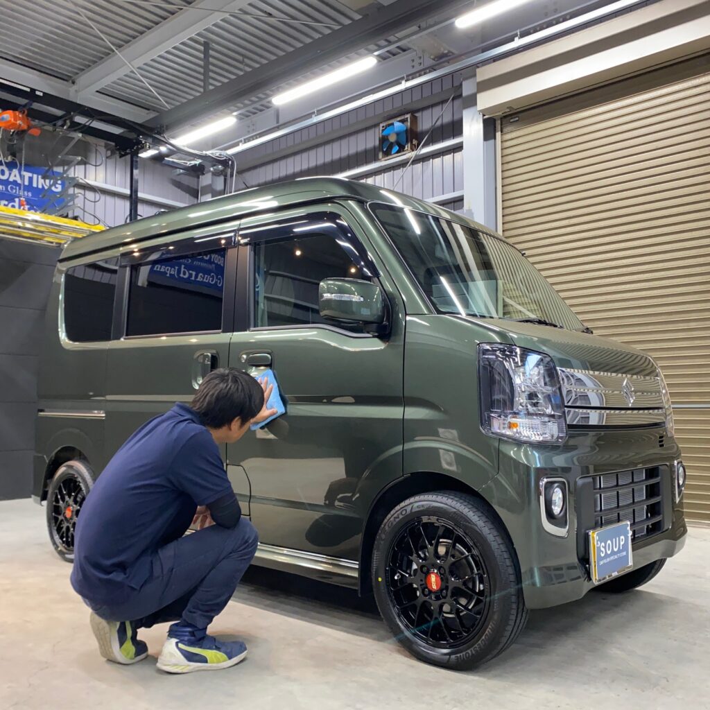 スズキ DA17W エブリィワゴン 徳島市ボディガラスコーティング - 徳島