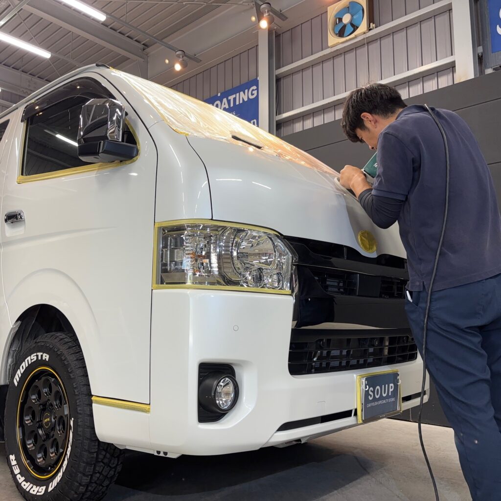 トヨタ GDH206 ハイエース スーパーGL 徳島県三好郡ボディガラスコーティング ボディ研磨