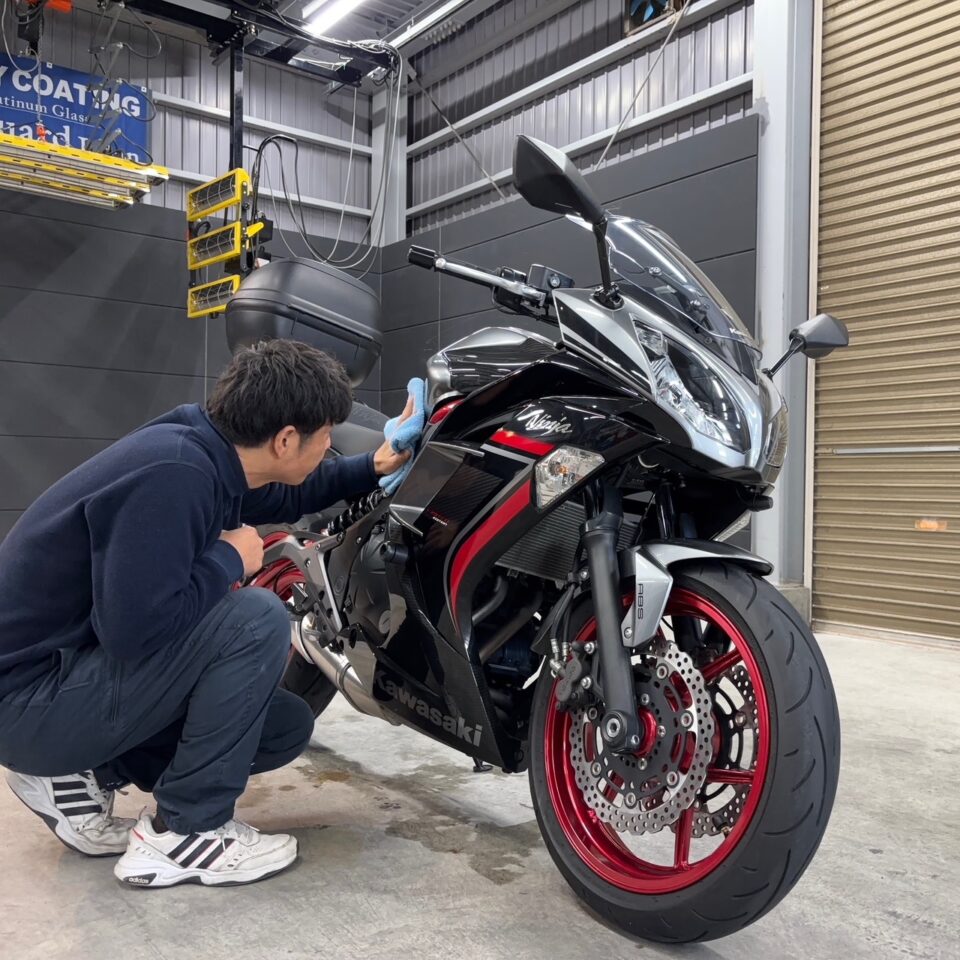 カワサキ EX400E Ninja 徳島県三好郡バイクコーティング【SystemX PRO】