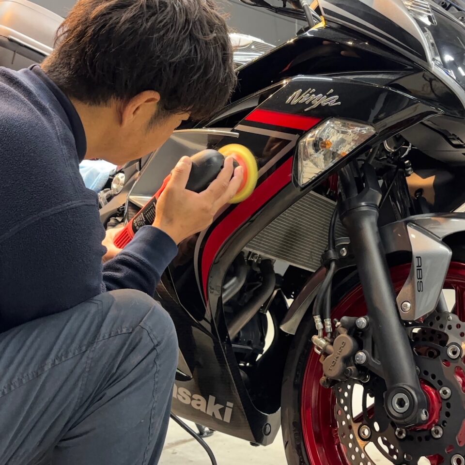 カワサキ EX400E Ninja 徳島県三好郡バイクコーティング【SystemX PRO】ボディ研磨