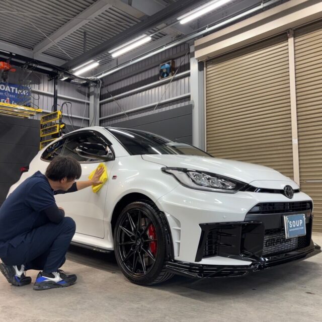 新車トヨタGRヤリス（GXPA16）にSystemX PROを施工。徳島県のカーコーティング専門店SOUPによる艶やかで高耐久なセラミックコーティング仕上げ。
