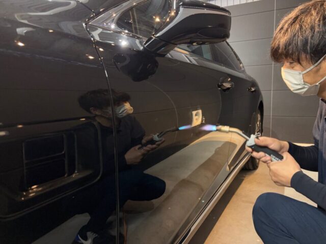 徳島県のカーコーティング専門店SOUPにて、レクサス LS500h（GVF55）にSystem X PROを施工。下地処理としてガスプライマーを使用し、深い艶と高耐久のセラミックコーティングを実現。