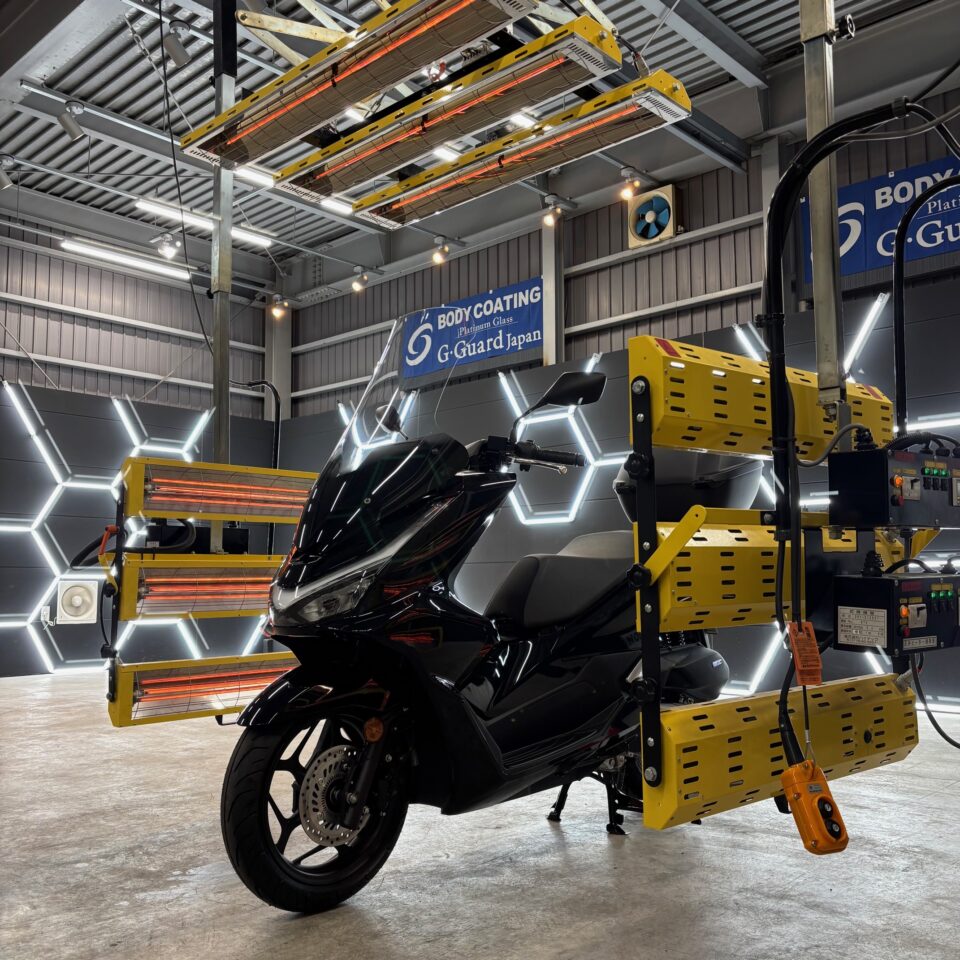 SOUP施工 PCX160 バイク用 中波コルツヒーターを全周から当てる配置
