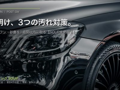 GW明け 虫汚れ 鳥フン 砂塵 対策 SOUP