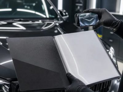 施工ブースでコーティング車の状態を撮影し記録ファイルへ残す編集イメージ