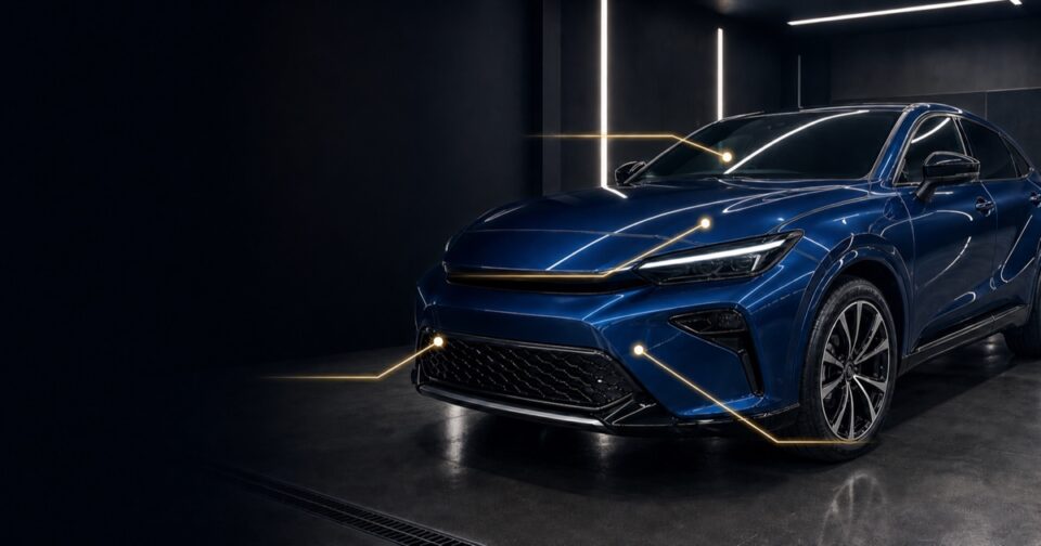 新車のボディ・PPF・窓・ホイールを示したカーコーティングの優先順位
