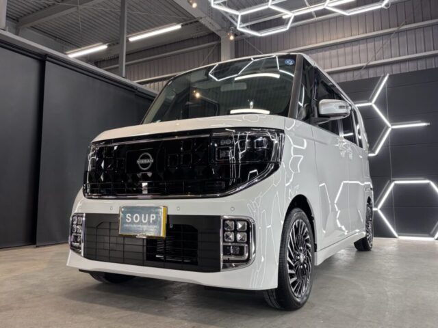 徳島県美馬郡よりご来店の新車ニッサン ルークス オーテックライン(BB2A)へ、G.Guardプラチナ3層コーティングとSystemX Glass全面ガラス施工が完了。